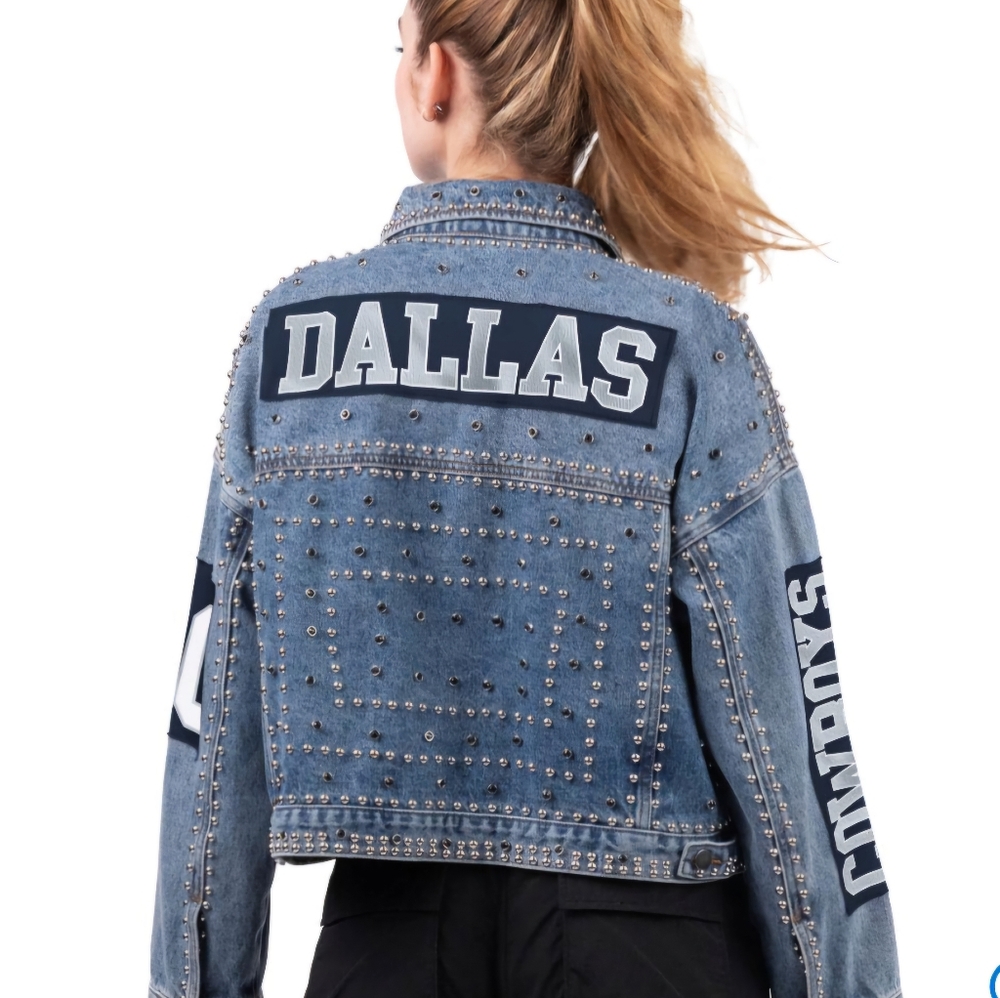 NWT-Officially Licensed NFL Dallas Cowboys G34Her Game Ball Denim Jacket - Picture 4 of 5
